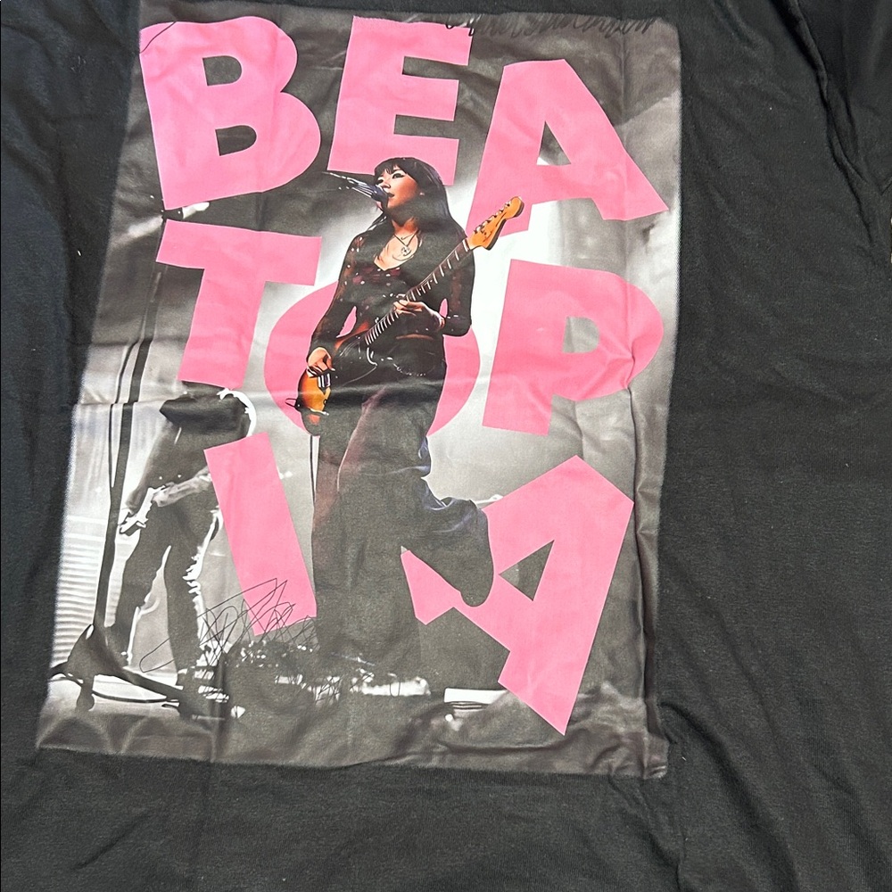 Beabadoobee Black Tee with Pink BEATOPIA Graphic